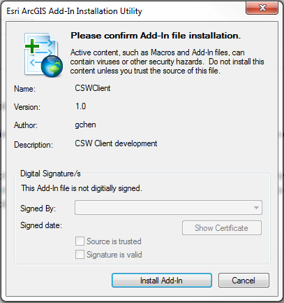 The ESRI Add-In Installation Utility